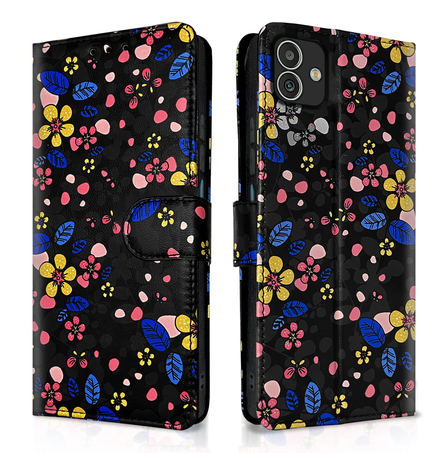 Black flower flip cover for Samsung F14 5G – Pikkme