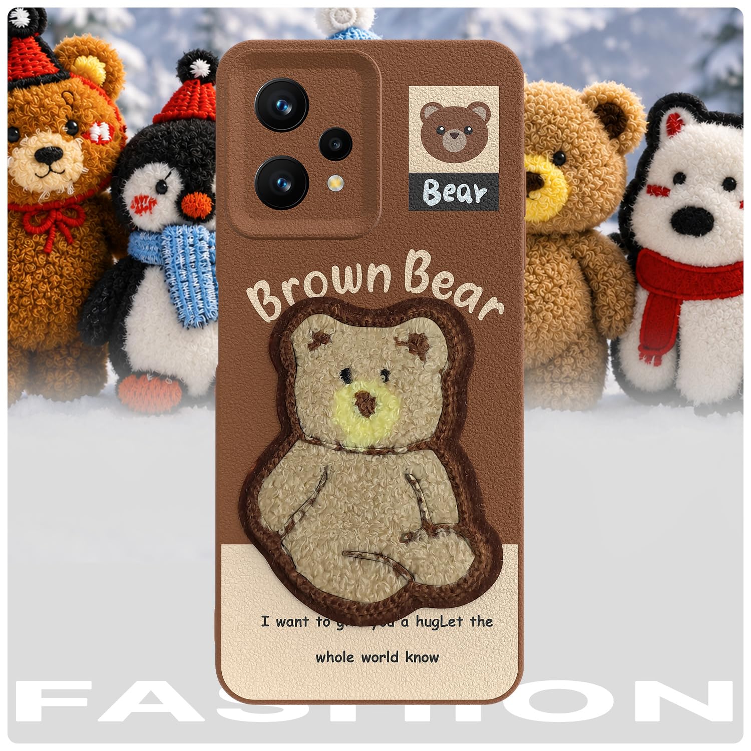 Pikkme brown Plush Patch mobile back cover for Realme 9 4G/9 Pro Plus 5G – photo 7