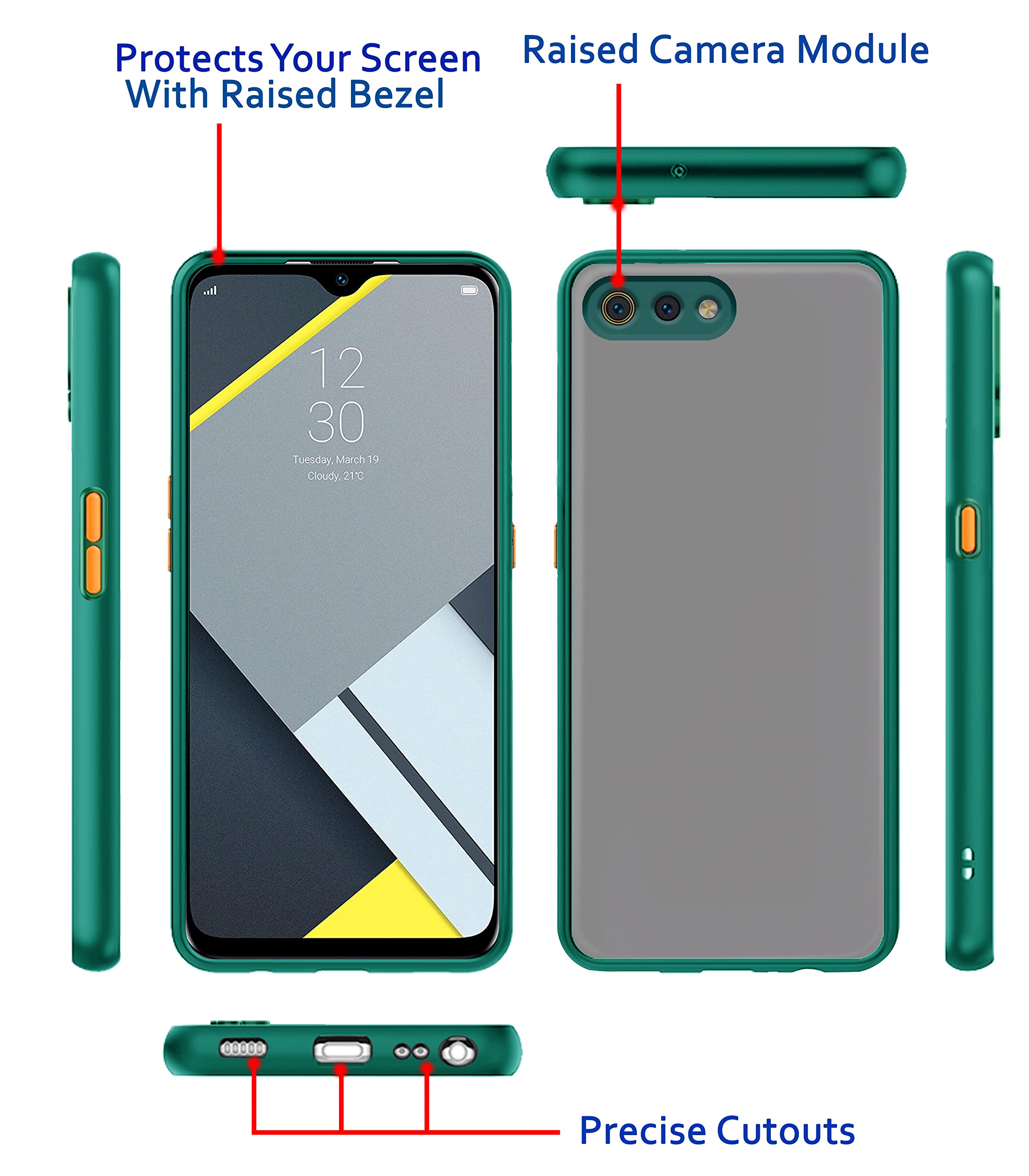Realme C2 Hybrid back cover in green by Pikkme – photo 3