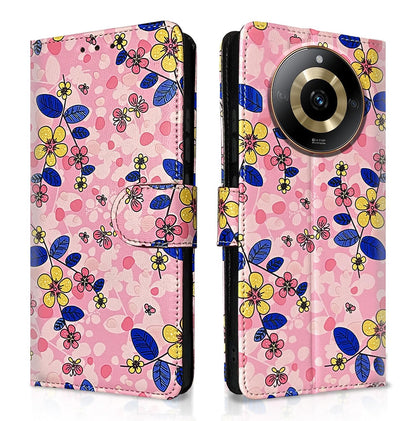 Realme Narzo 60 5G Wallet flip cover in pink flower by Pikkme