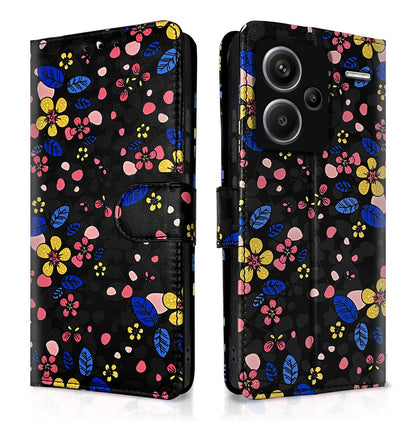 Pikkme Redmi Note 13 Pro Plus 5G Wallet black flower flip case