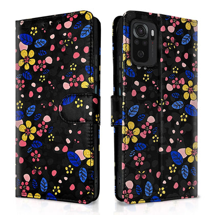 Pikkme Redmi Note 10/Note 10s/Note 11 SE black flower flip cover