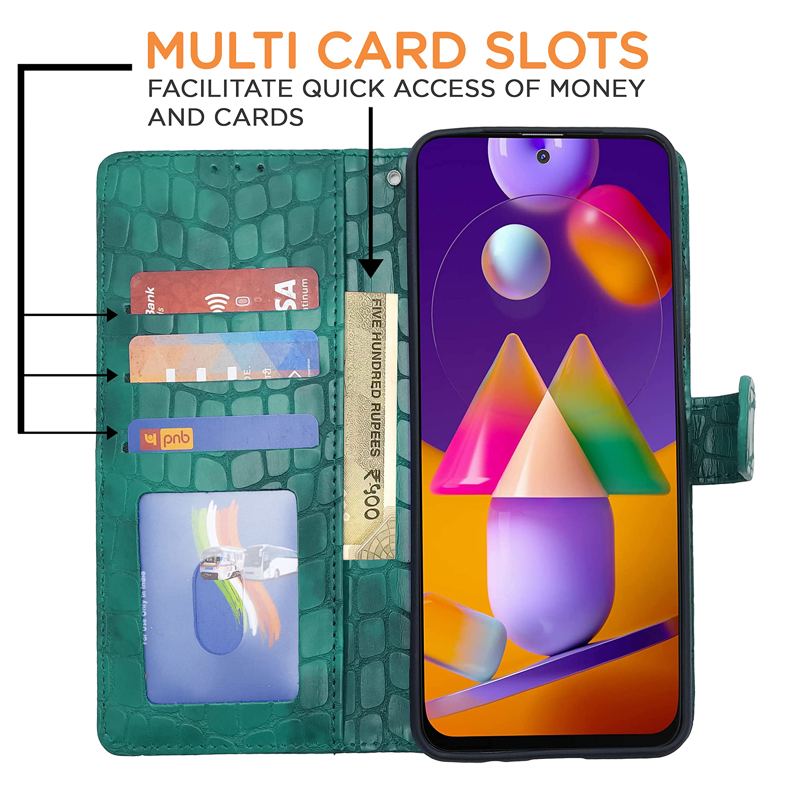 Green Wallet mobile flip cover for Samsung M31s – Pikkme – photo 2