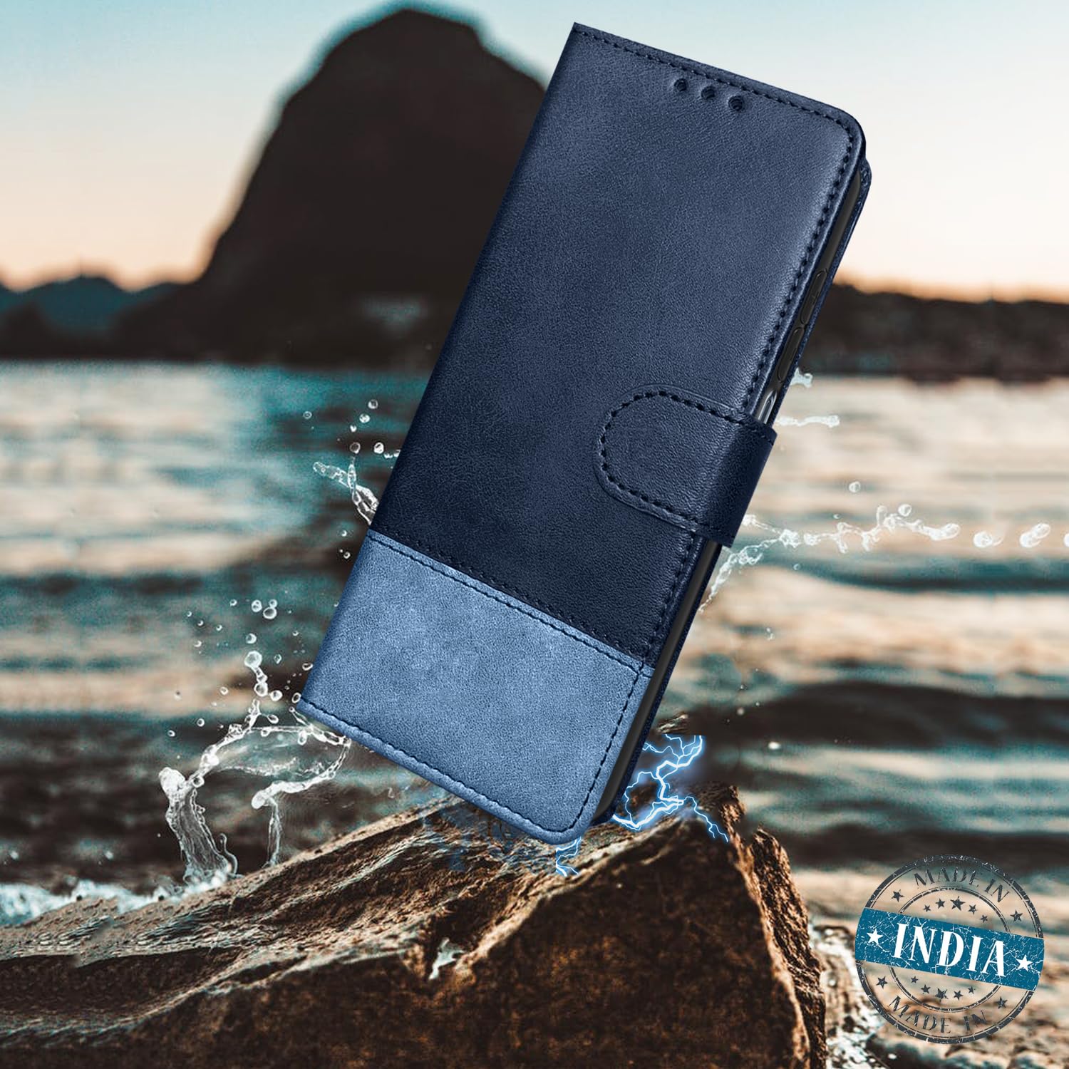 Pikkme navy & light blue mobile flip cover for Realme Narzo 80 Lite 4G/C71 5G – photo 2