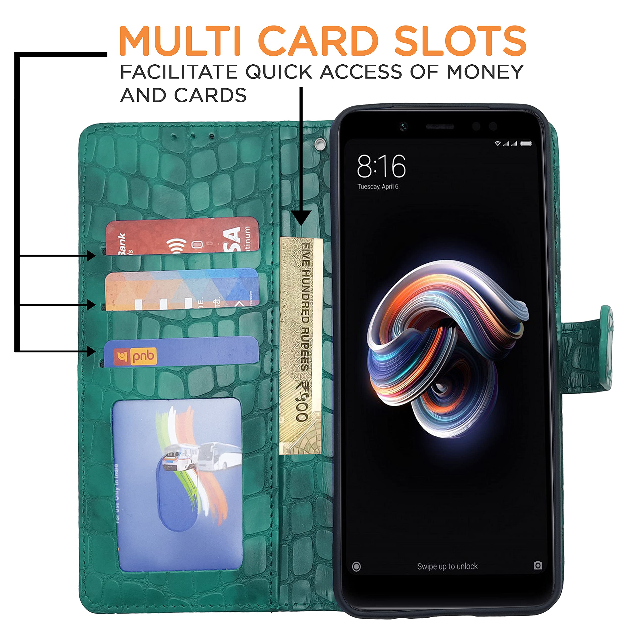 Pikkme Redmi Note 5 Pro Wallet green wallet flip cover – photo 2