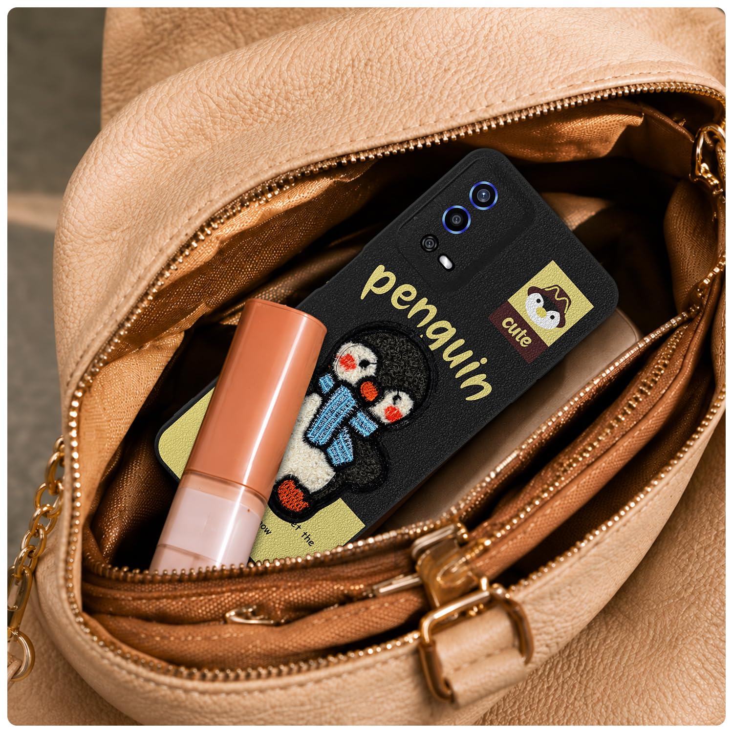 Oppo A55 Plush Patch mobile back cover in black by Pikkme – photo 5