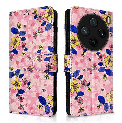 Pikkme pink flower Wallet flip case for Vivo X200 5G
