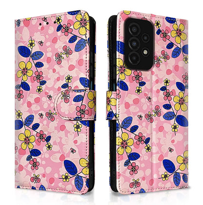 Samsung A23 4G/A23 5G Wallet mobile flip cover in pink flower by Pikkme