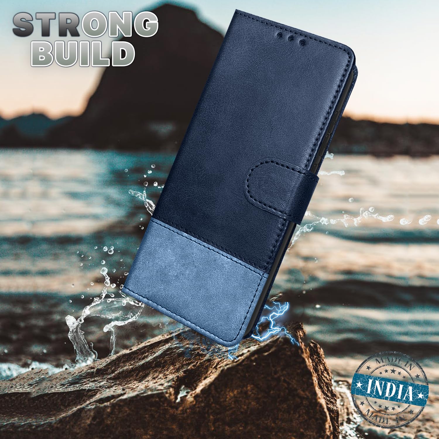 Pikkme Realme 16 Pro Plus 5G navy & light blue mobile flip cover – photo 2
