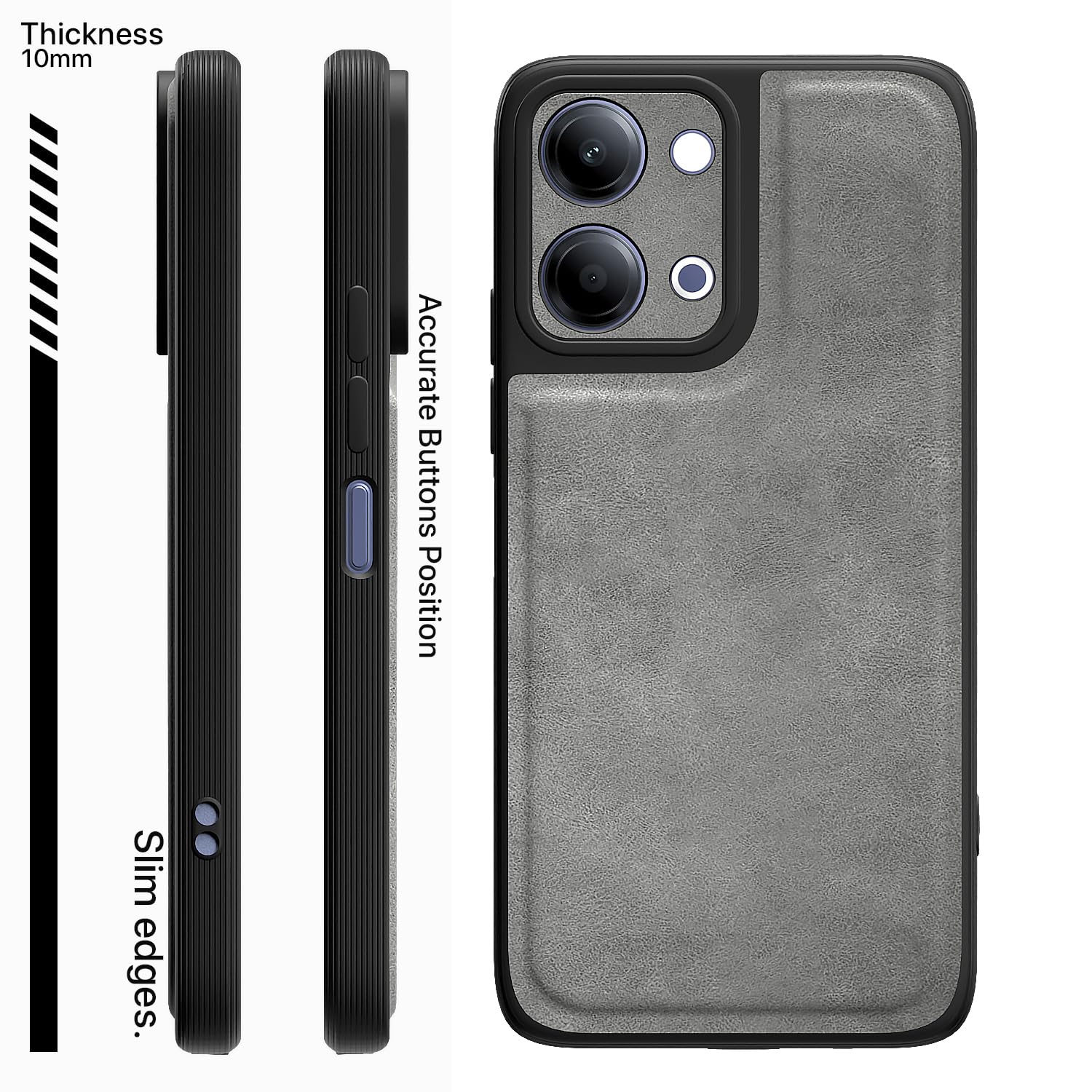 Vivo Y11/T5 Lite 5G Leather phone cover in grey by Pikkme – photo 3
