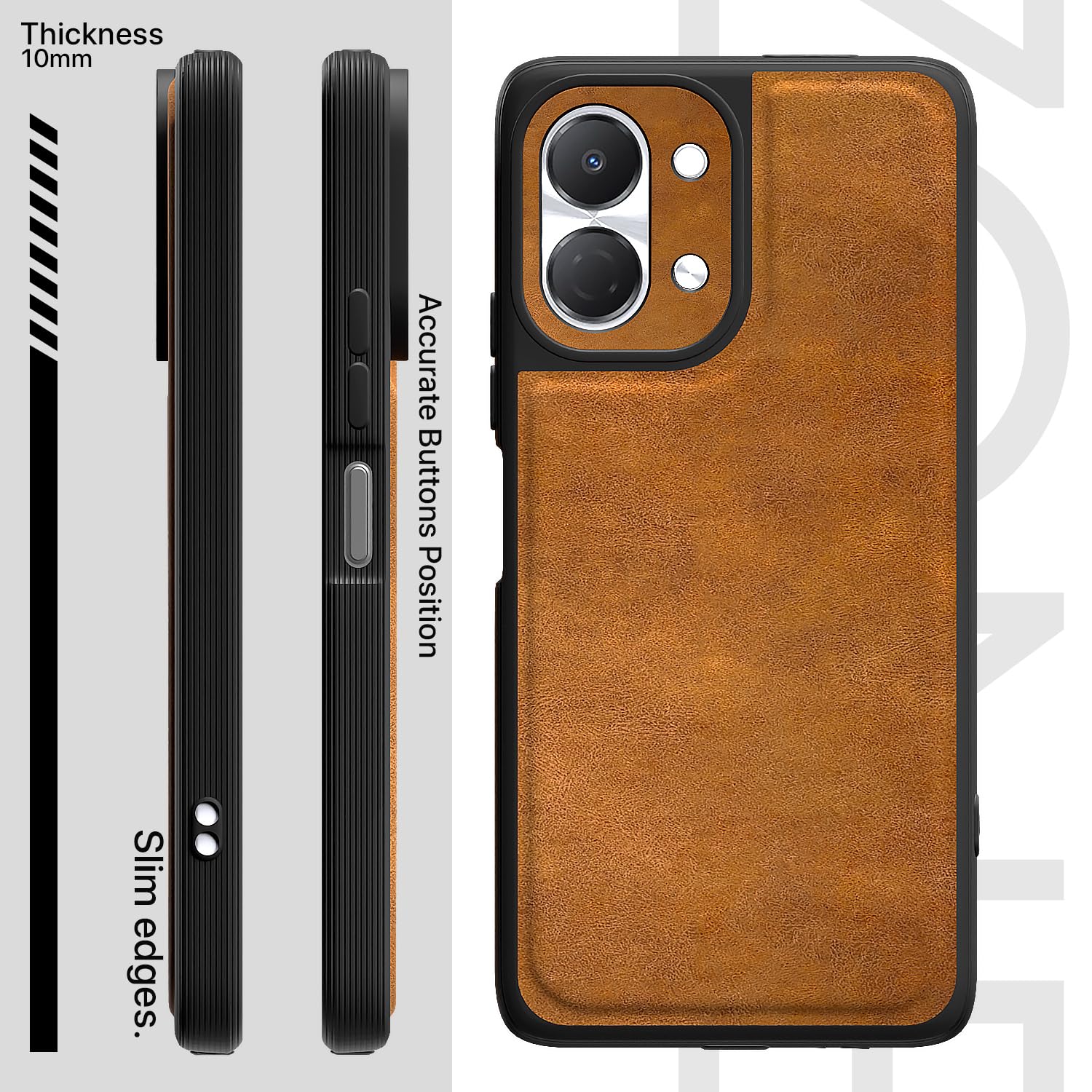 Tecno Spark Go 3 Leather mobile back cover in brown by Pikkme – photo 3