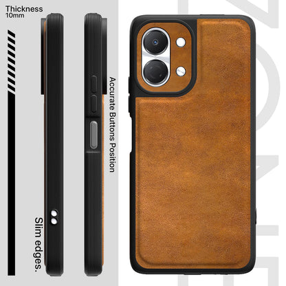 Tecno Spark Go 3 Leather mobile back cover in brown by Pikkme – photo 3