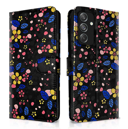 Samsung M55/M55s/F55 5G mobile flip cover in black flower by Pikkme