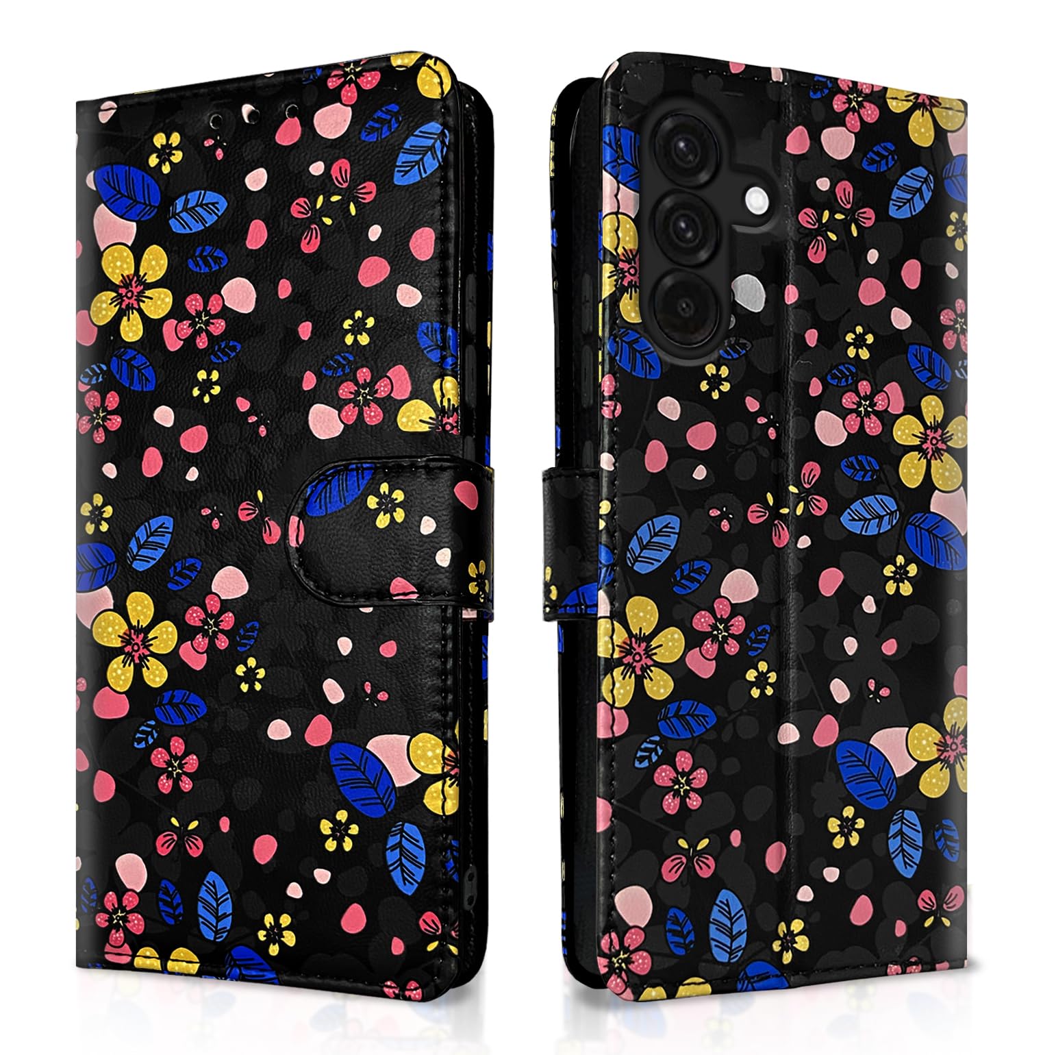 Black flower Wallet flip case for Samsung A56 5G – Pikkme