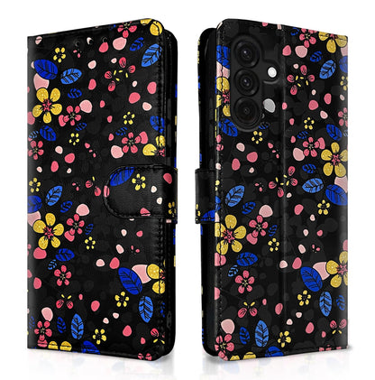Black flower Wallet flip case for Samsung A56 5G – Pikkme