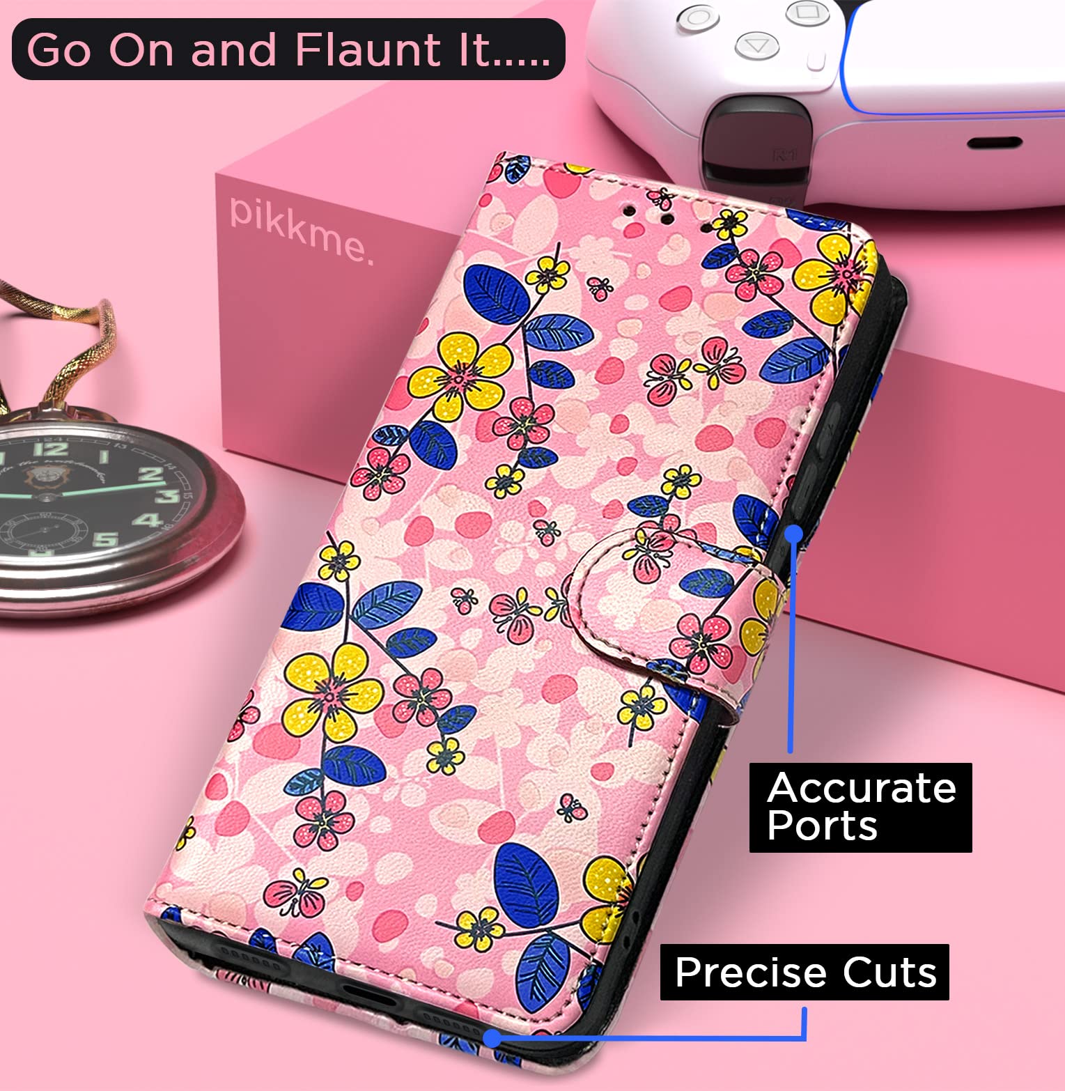 Pikkme Redmi Note 7/Note 7 Pro/Note 7s Wallet pink flower wallet flip cover – photo 7