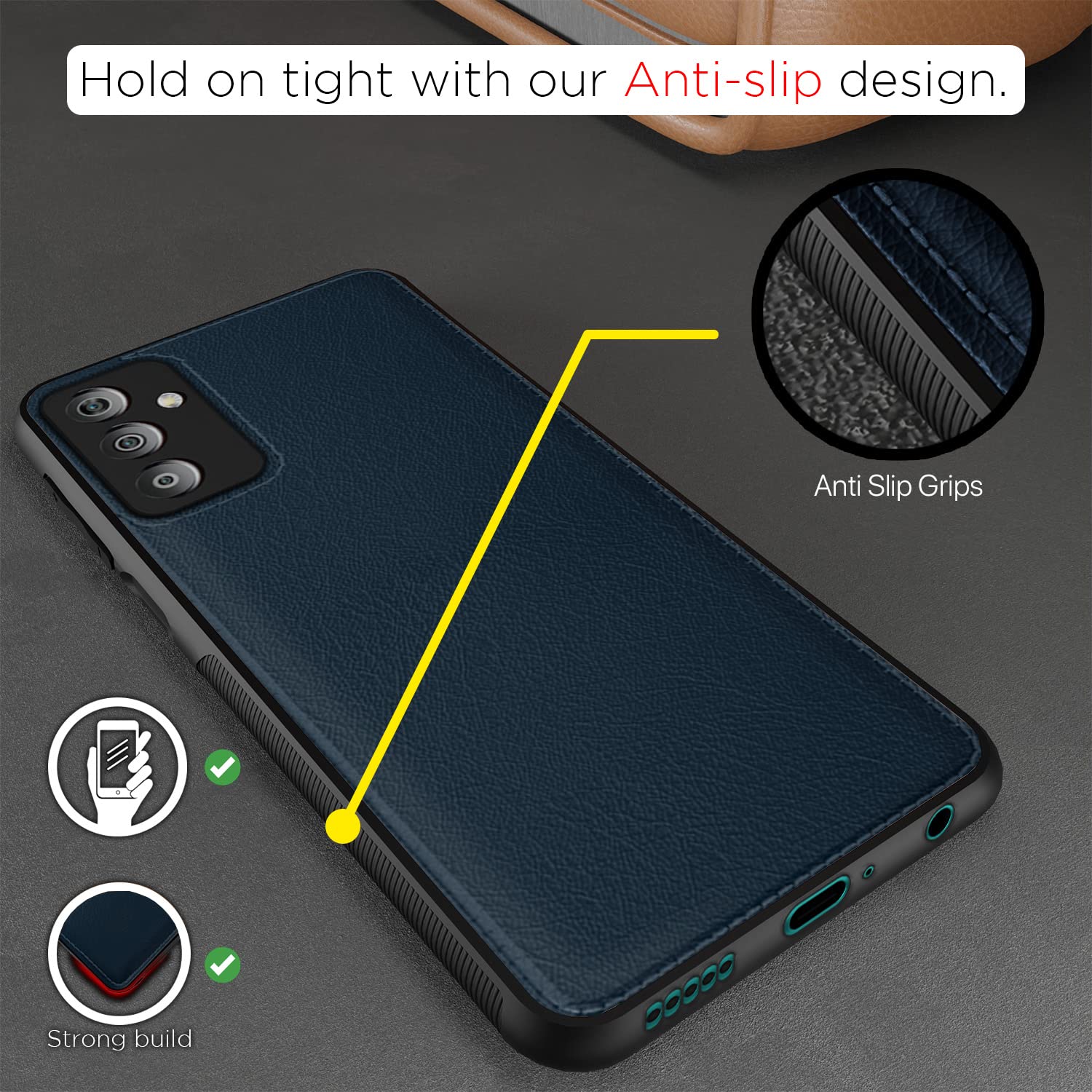Samsung A14 5G Leather mobile cover in blue by Pikkme – photo 5