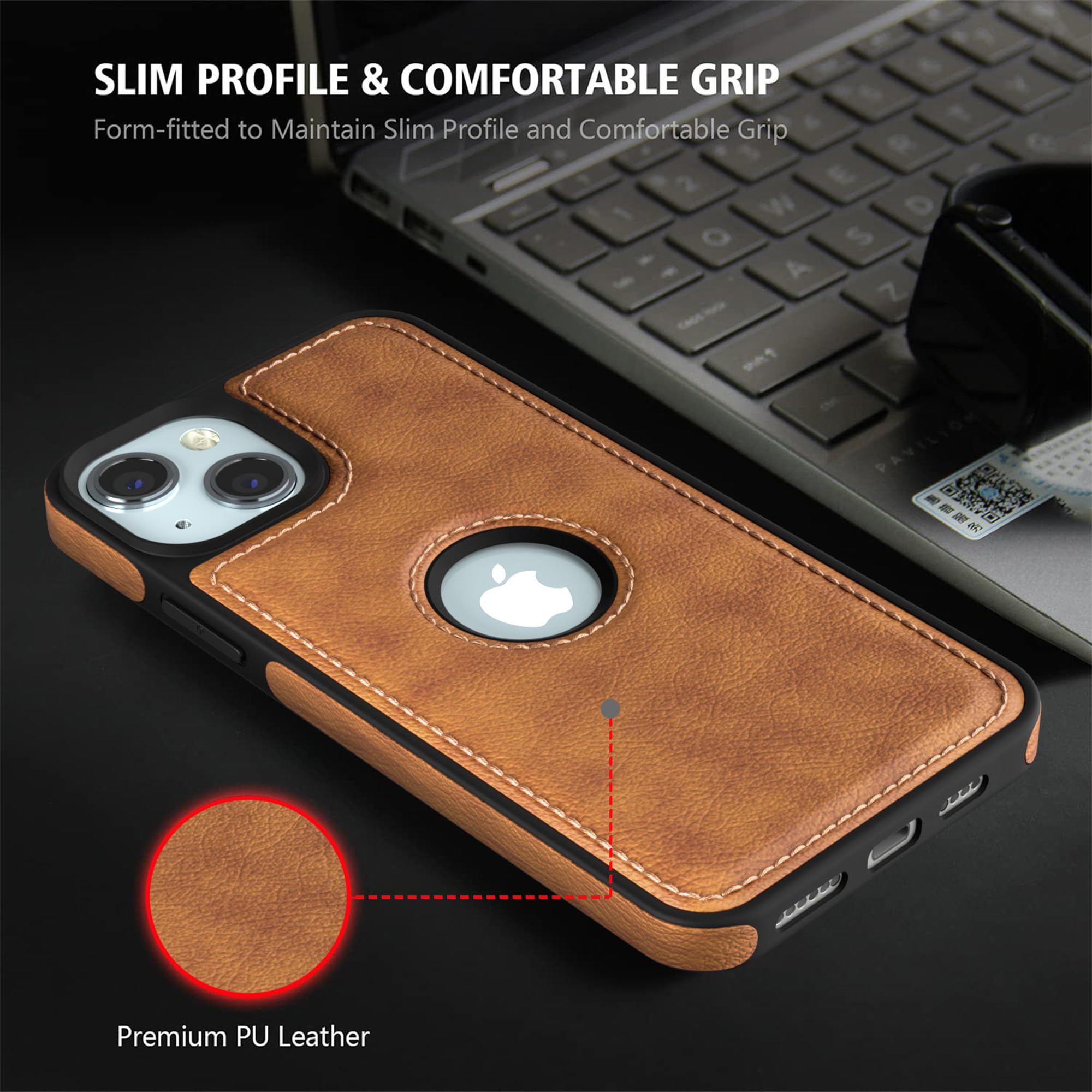 Pikkme iPhone 15 Plus Leather brown back cover – photo 3