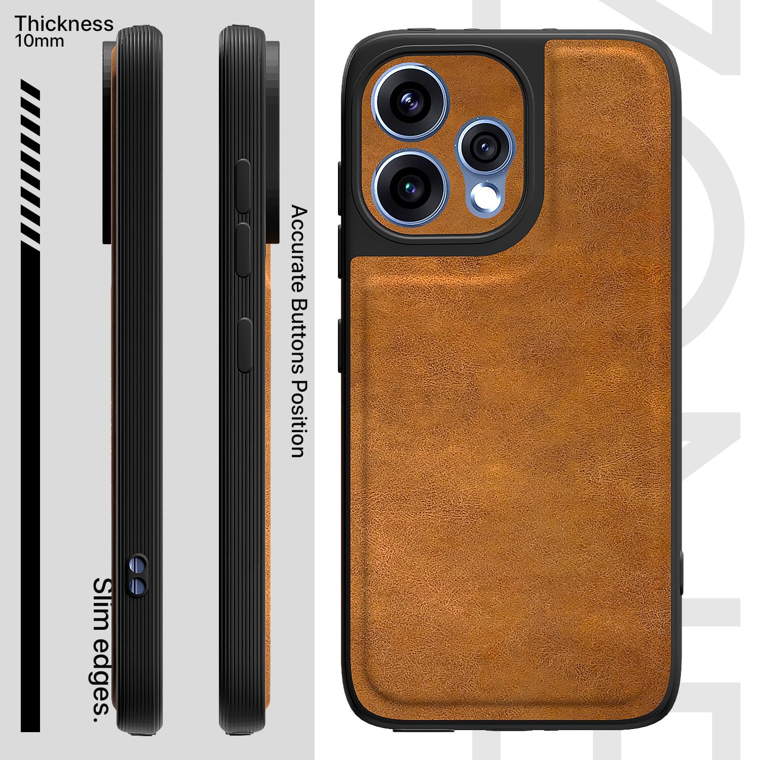 Oppo Reno 15 5G Leather mobile back cover in brown by Pikkme – photo 3