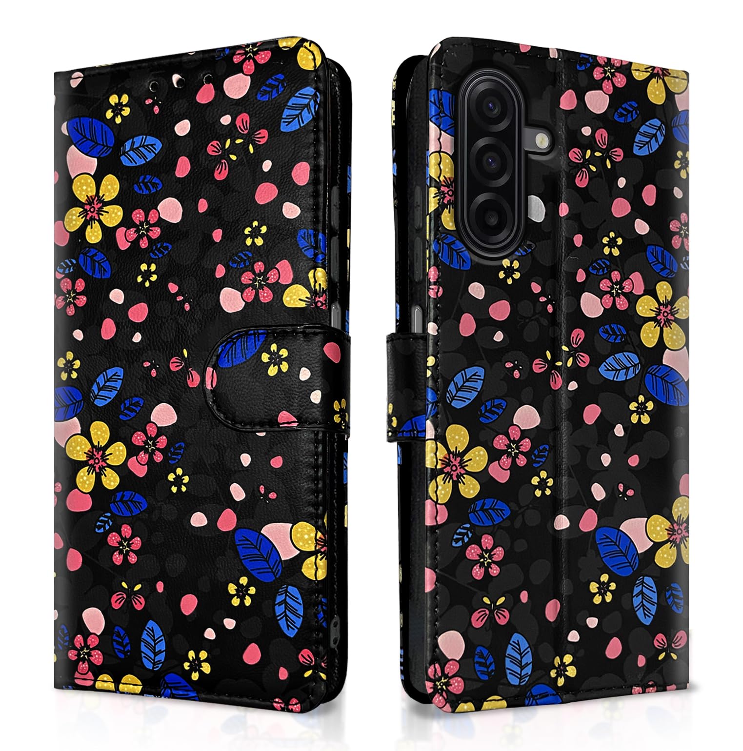 Pikkme black flower mobile flip cover for Samsung M17/A17/F17 5G