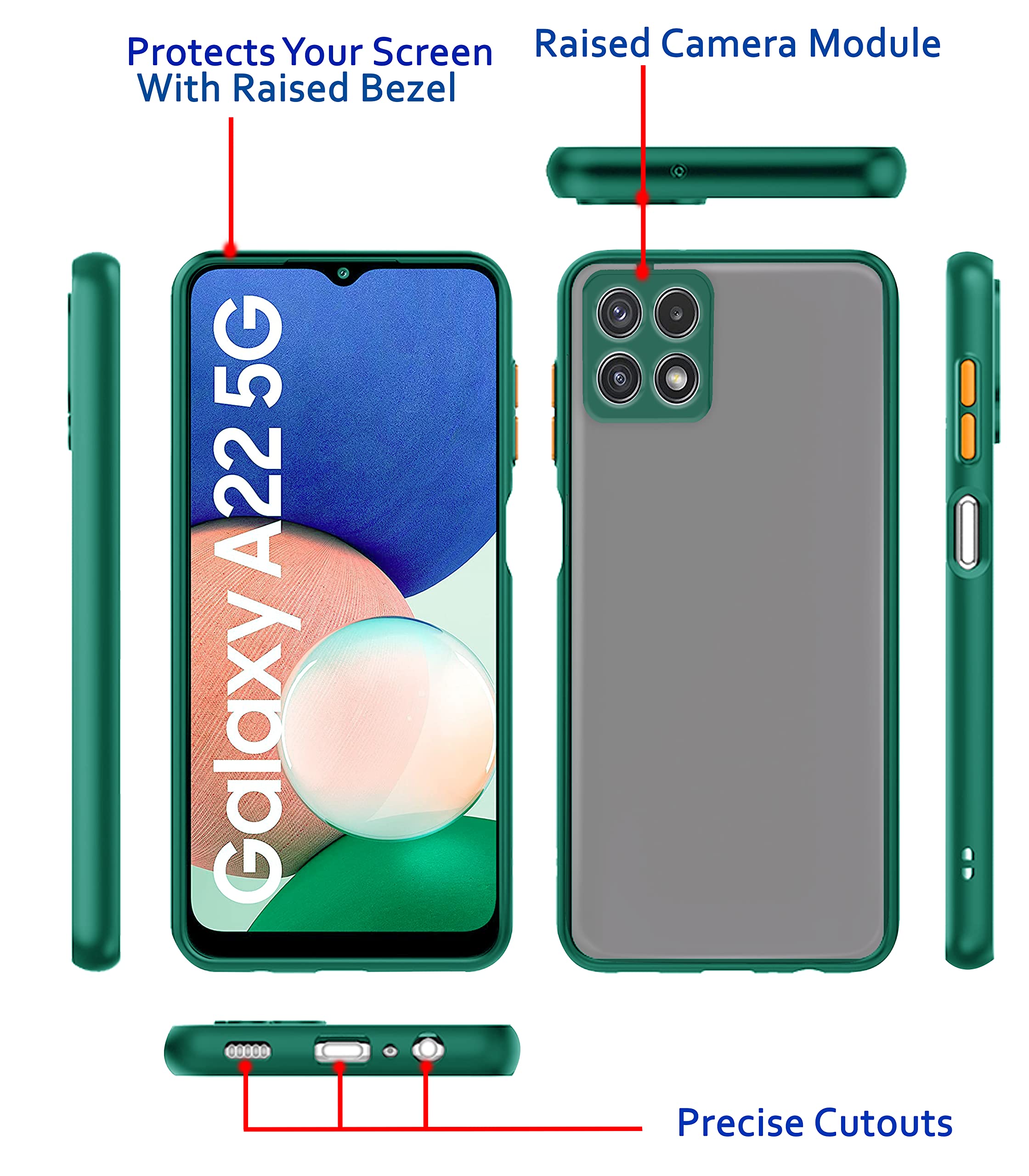 Green Matte mobile back cover for Samsung A22/F42 5G – Pikkme – photo 3