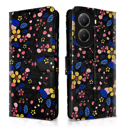 Black flower Wallet mobile flip cover for POCO X7 Pro 5G – Pikkme