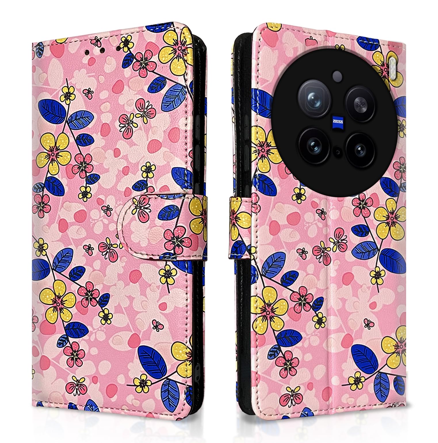 Pikkme Vivo X200 Pro 5G pink flower wallet flip cover