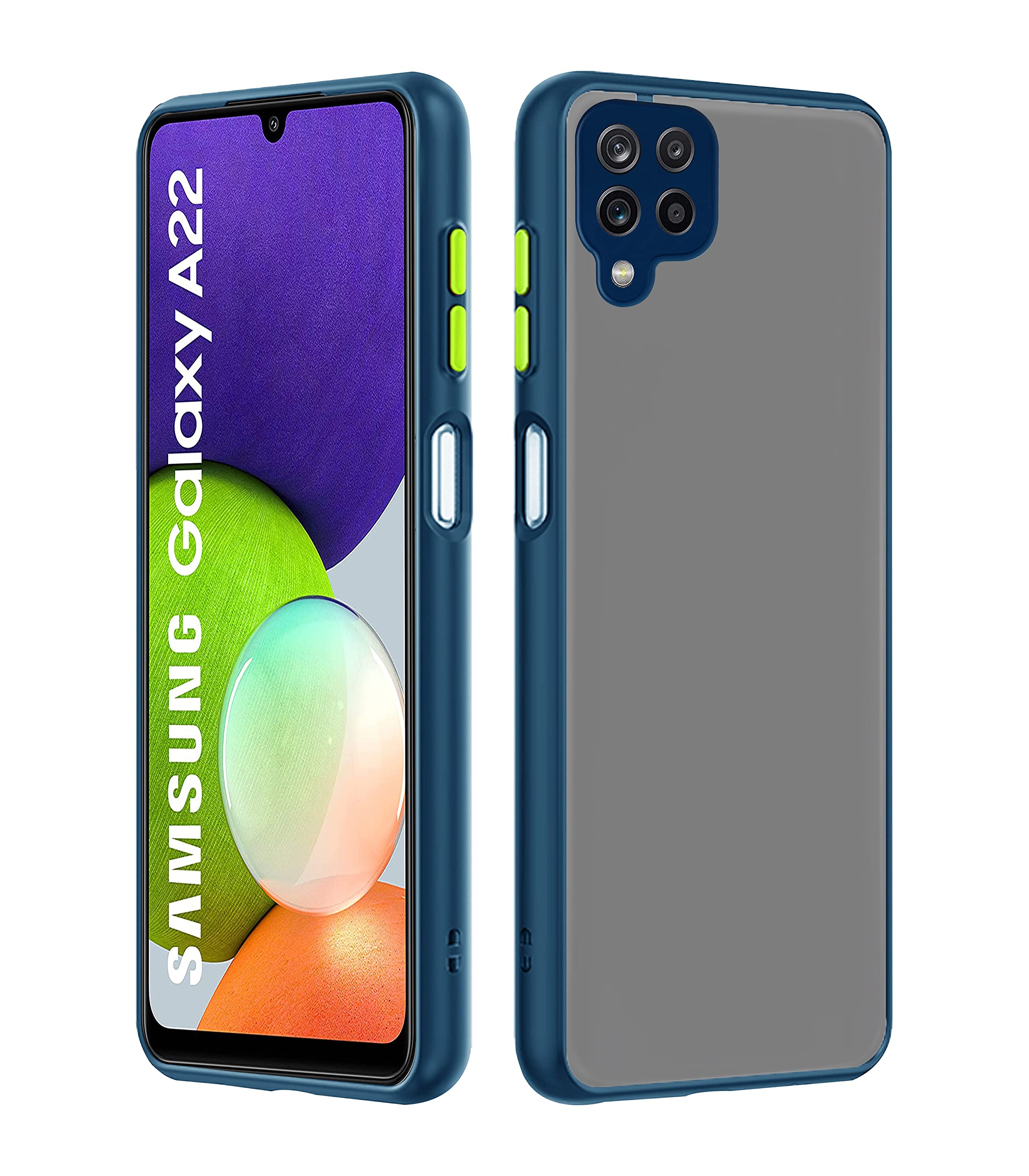 Pikkme blue Matte back cover for Samsung A22 4G