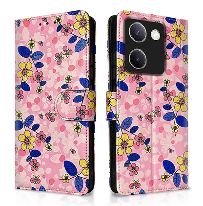 Pikkme pink flower Wallet mobile flip cover for Vivo Y200 Pro 5G
