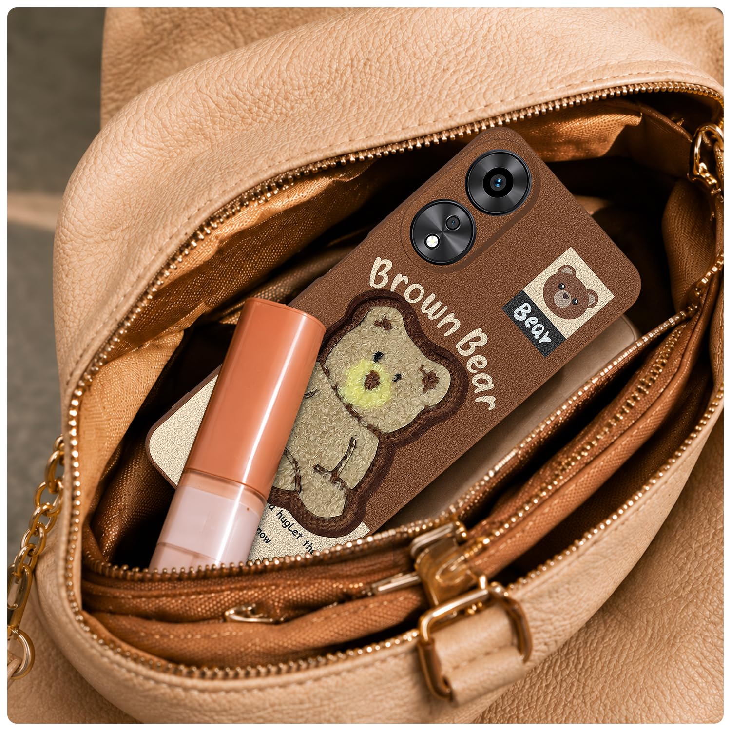 Pikkme Oppo A78 5G Plush Patch brown mobile cover – photo 5