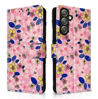 Pikkme Samsung A54 5G Wallet pink flower flip cover