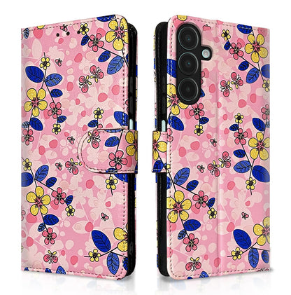 Samsung A16 5G mobile flip cover in pink flower by Pikkme