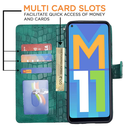 Samsung M11 mobile flip cover in green by Pikkme – photo 2