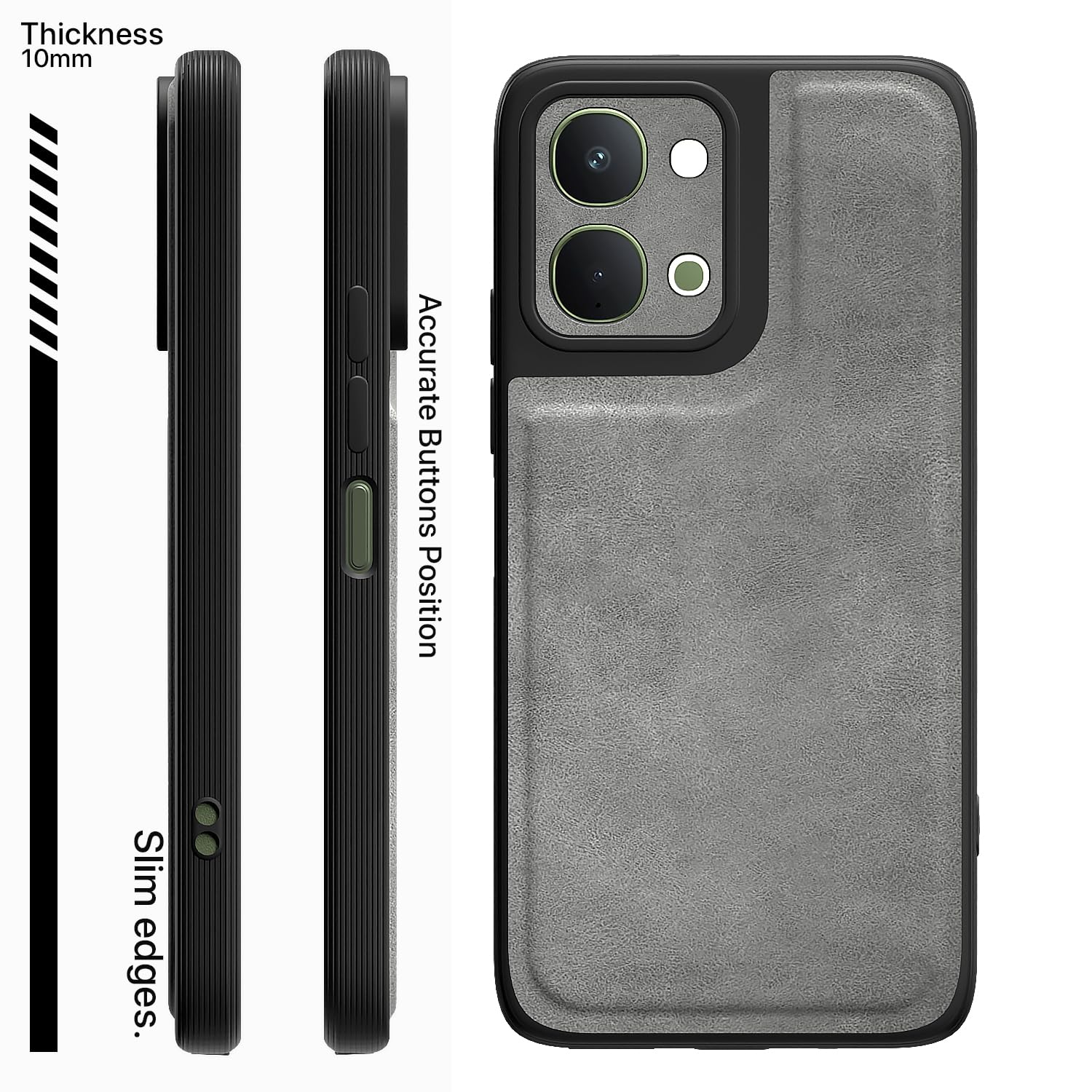 Pikkme Vivo T5x/Y51 Pro/iQOO Z11x 5G Leather grey back cover – photo 3