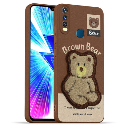 Vivo Y12/Y15/Y17/U10 Plush Patch phone cover in brown by Pikkme