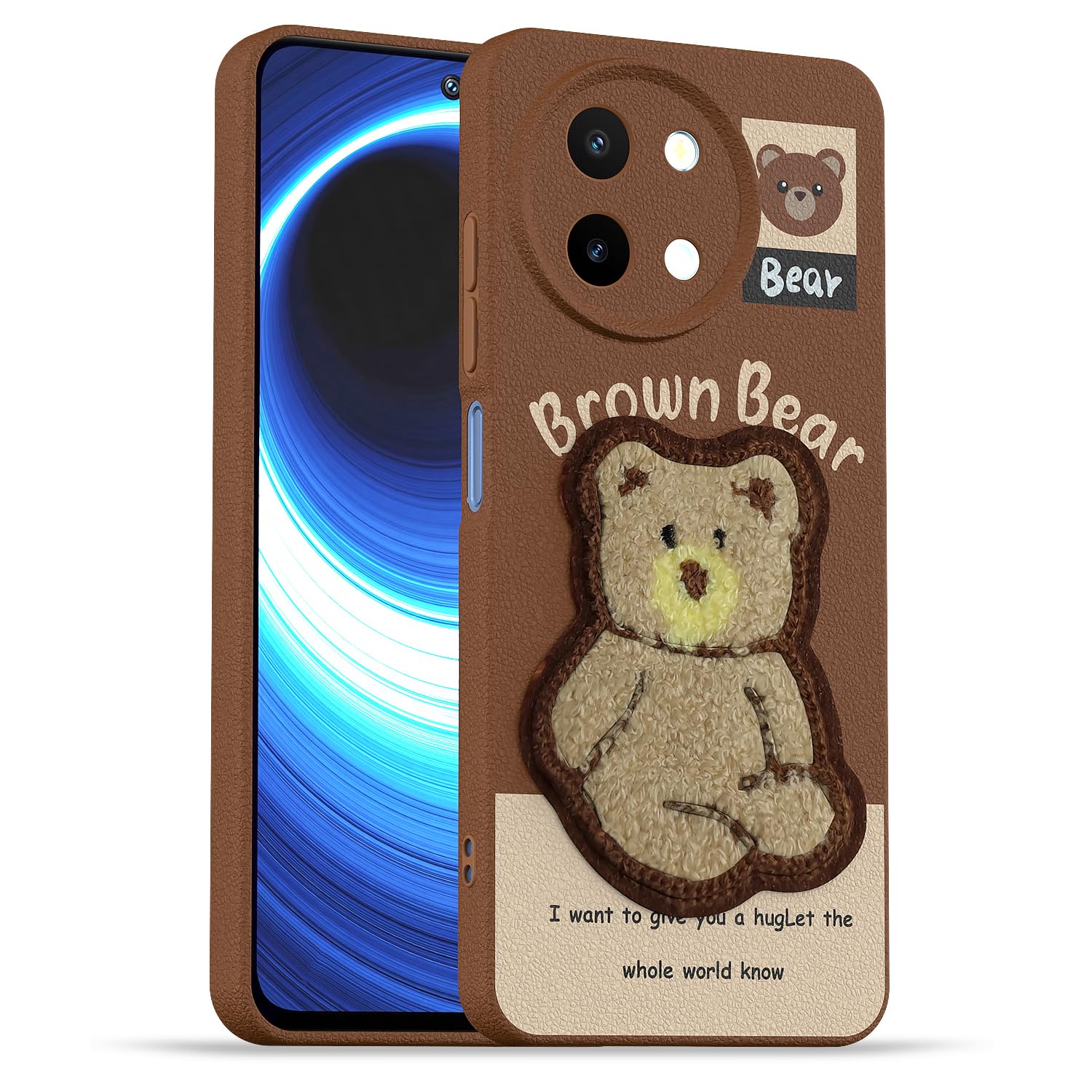 Brown Plush Patch back cover for Vivo Y58/T3x/Y200i 5G – Pikkme