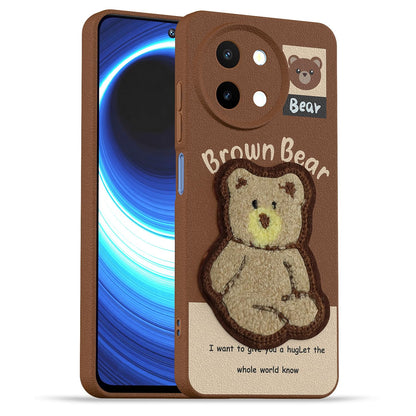 Brown Plush Patch back cover for Vivo Y58/T3x/Y200i 5G – Pikkme