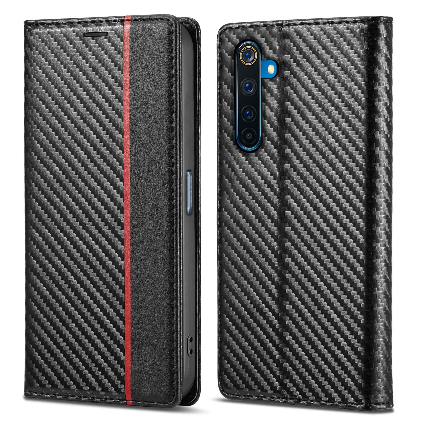 Pikkme black Wallet mobile flip cover for Realme 6