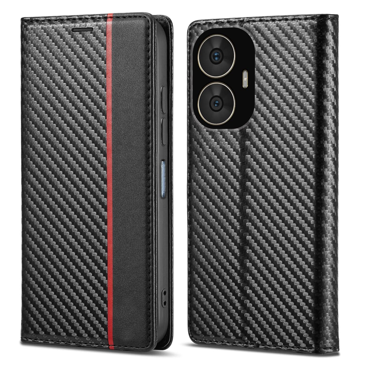 Realme C55/Narzo N55 wallet flip cover in black by Pikkme