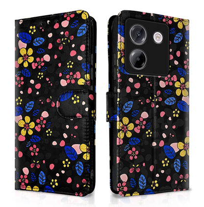 POCO M7 Pro 5G Wallet mobile flip cover in black flower by Pikkme