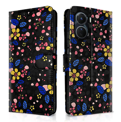 Black flower mobile flip cover for Vivo Y16 – Pikkme