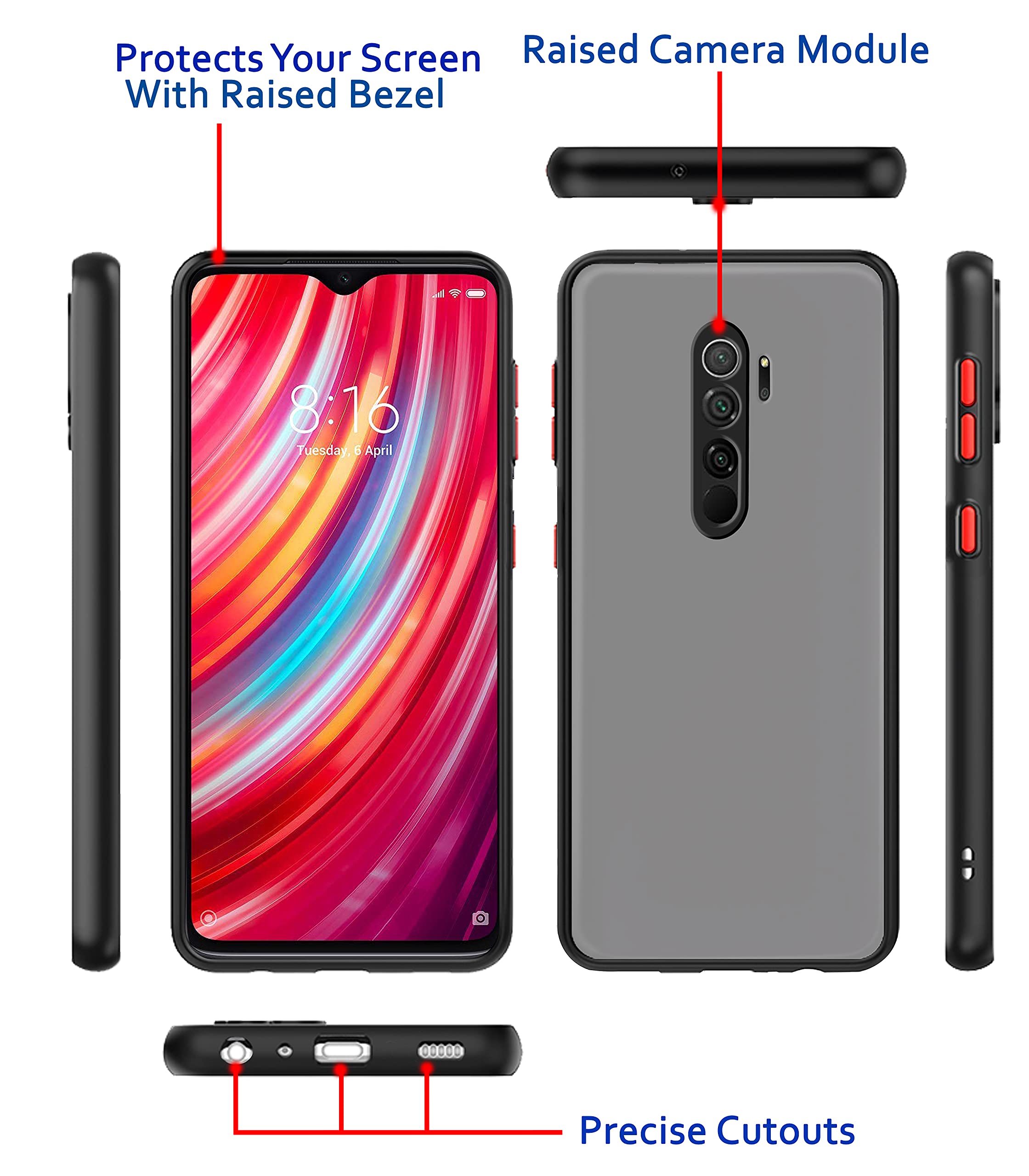 Redmi Note 8 Pro Matte back cover in black by Pikkme – photo 3