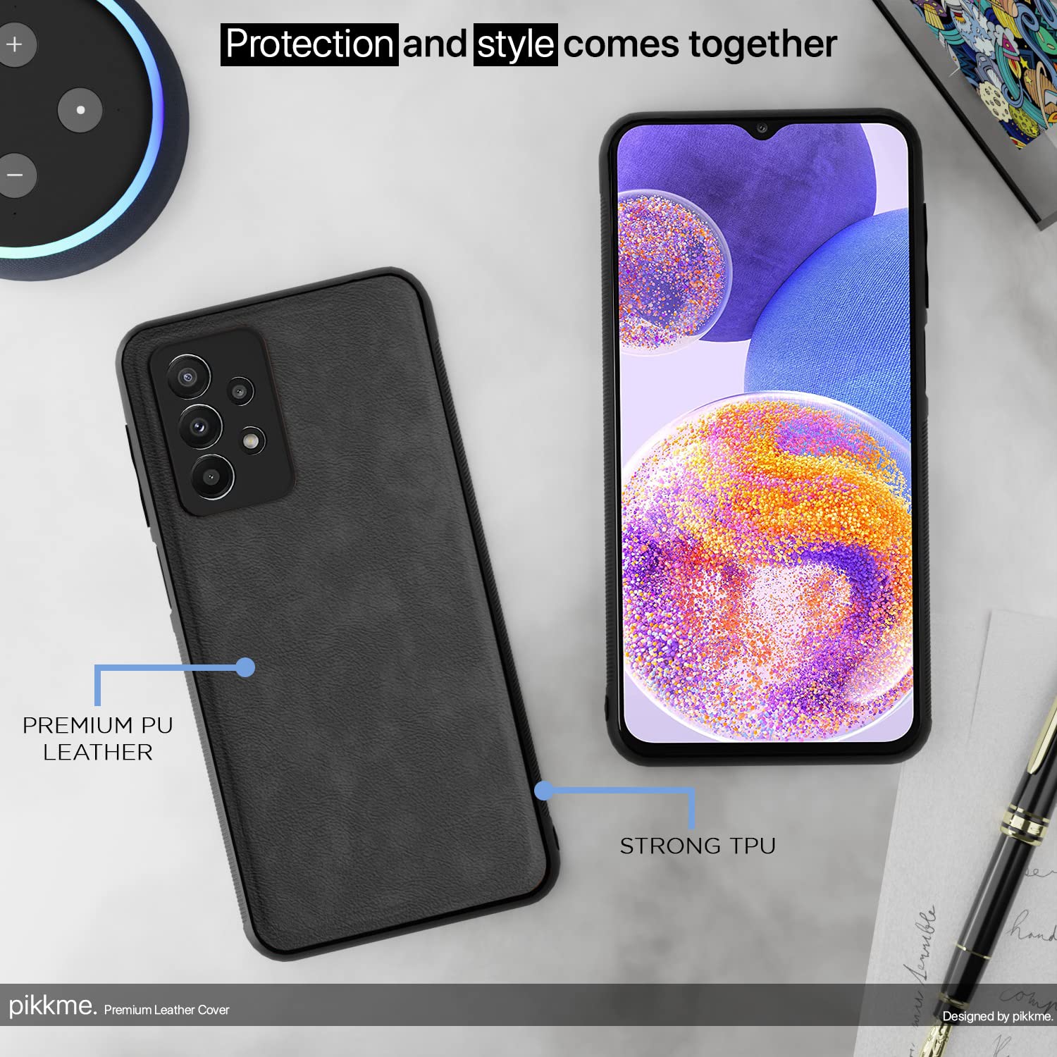 Pikkme grey Leather mobile back cover for Samsung A23 4G/A23 5G – photo 5