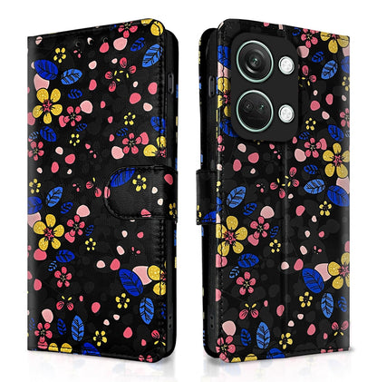 Pikkme black flower mobile flip cover for OnePlus Nord 3 5G