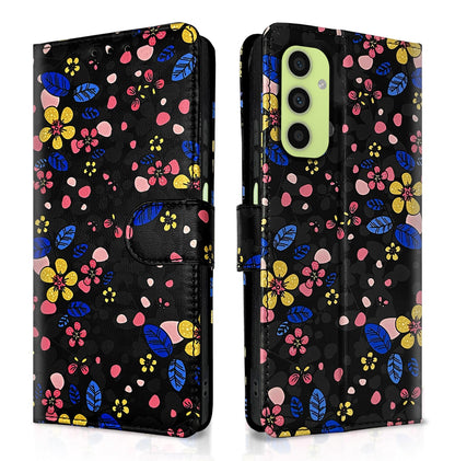 Pikkme black flower Wallet flip cover for Samsung A05s