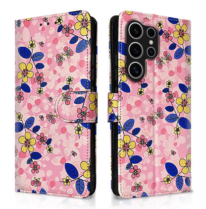 Pink flower Wallet flip case for Samsung S24 Ultra 5G – Pikkme