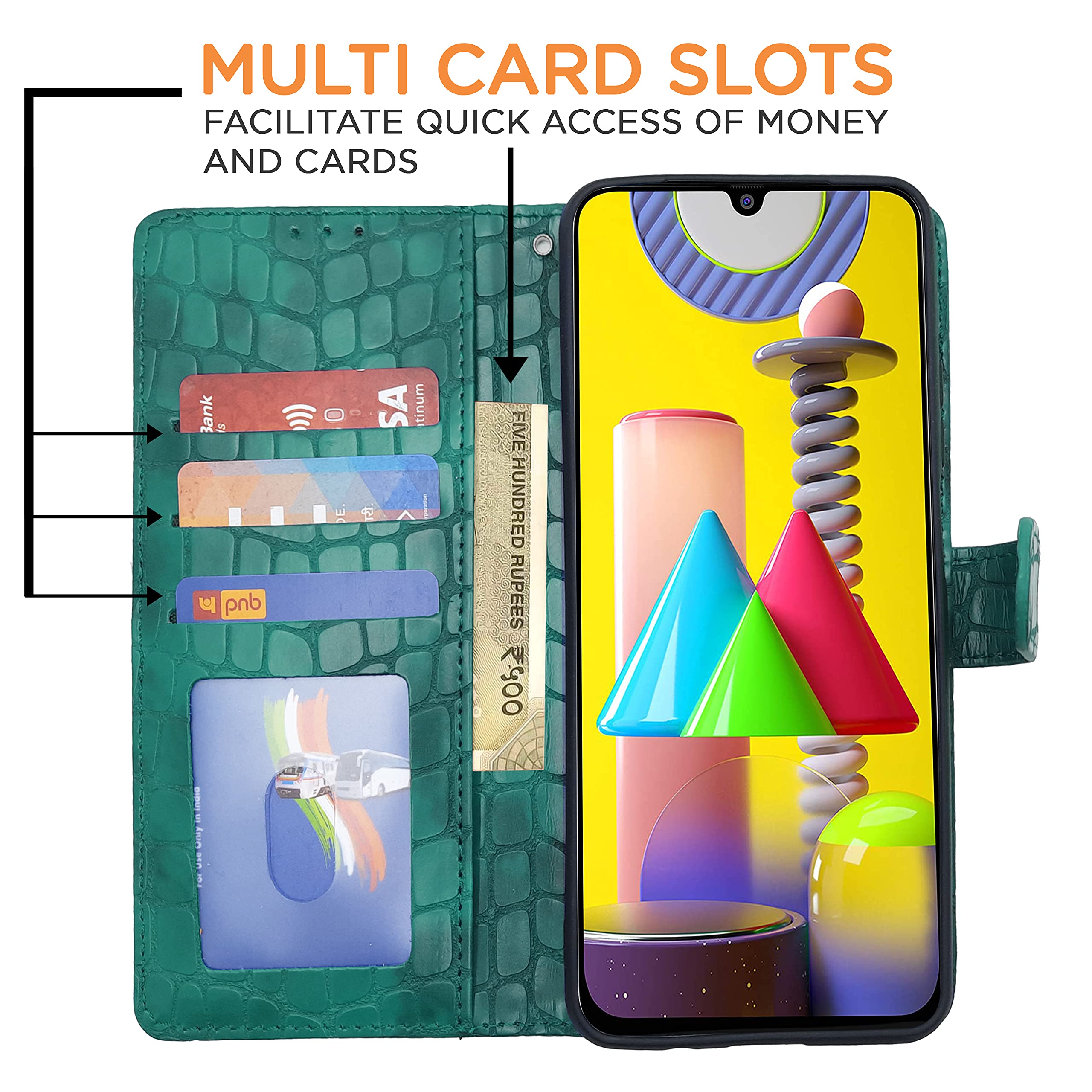 Pikkme Samsung M31 Wallet green wallet flip cover – photo 2