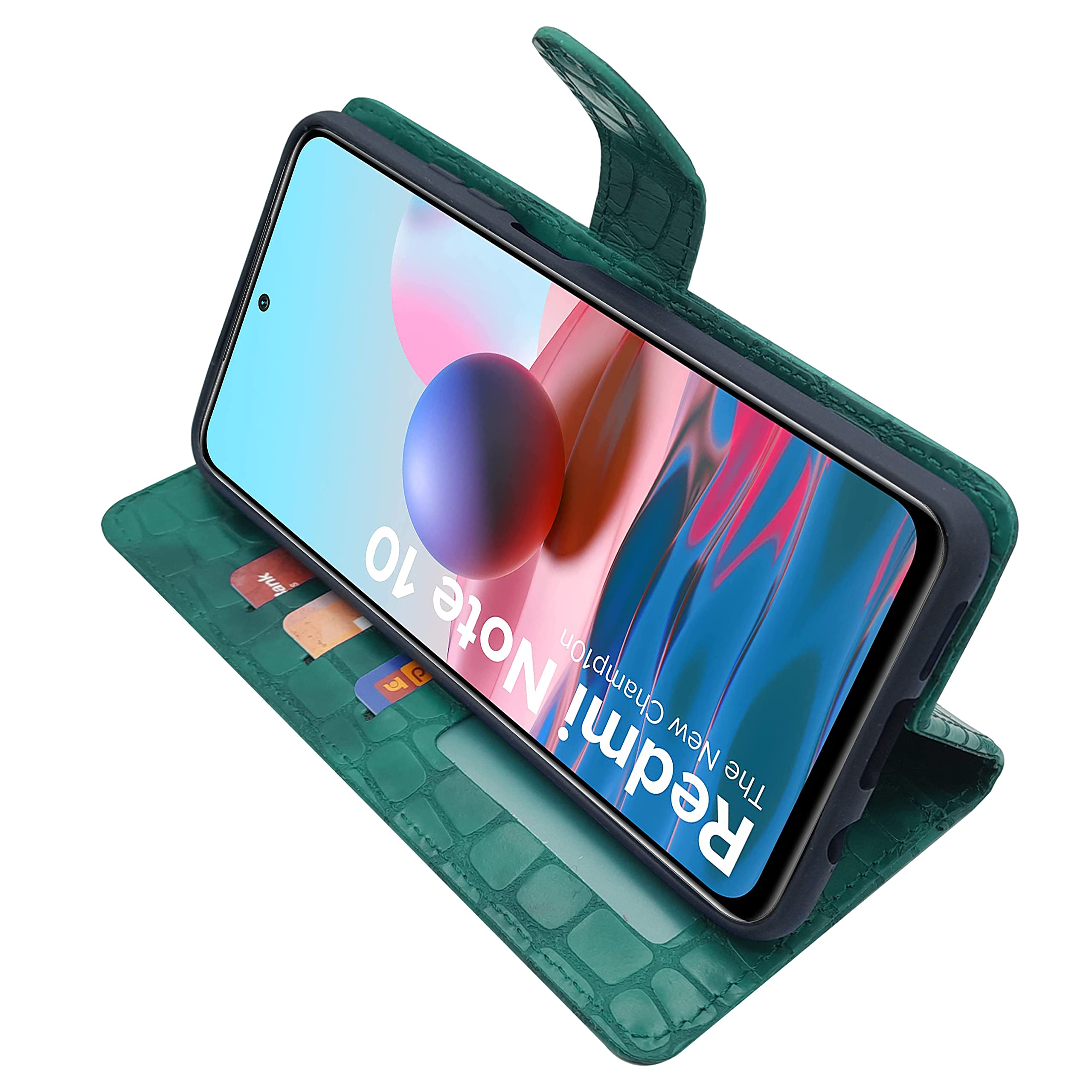 Pikkme Redmi Note 10/Note 10s Wallet green mobile flip cover – photo 2