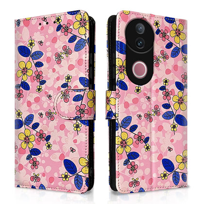 Pikkme iQOO Z10R/Vivo V50/V50e/Vivo T4R 5G Wallet pink flower flip case