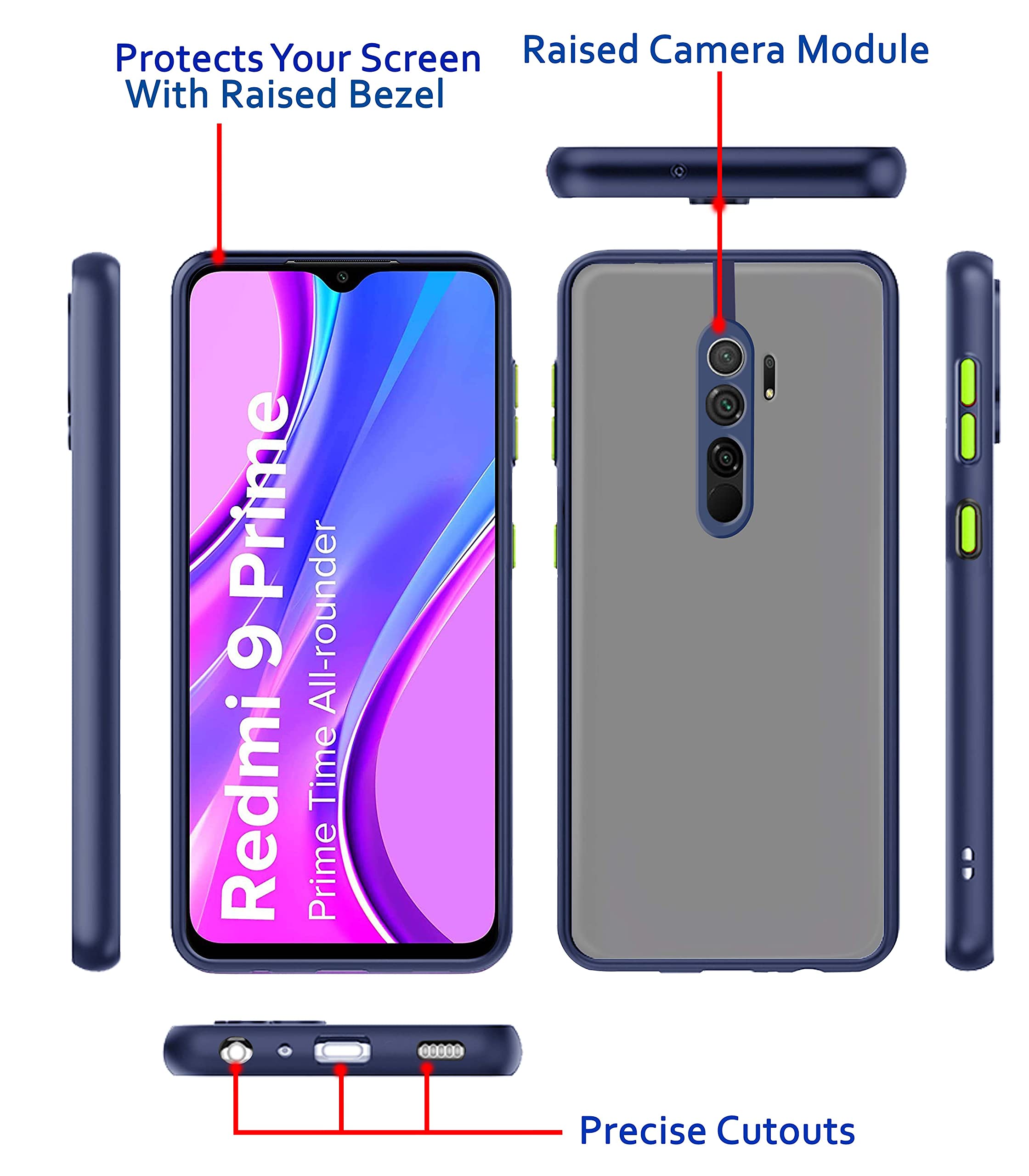 Redmi 9 Prime Matte back cover in blue by Pikkme – photo 3